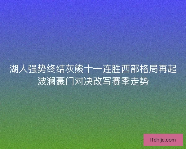 湖人强势终结灰熊十一连胜西部格局再起波澜豪门对决改写赛季走势